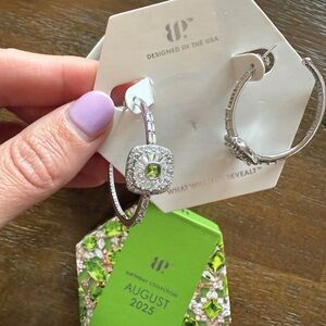 BP Unicorn Sterling Silver and Peridot Hoop Earrings